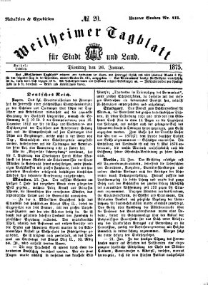 Weilheimer Tagblatt für Stadt und Land Dienstag 26. Januar 1875