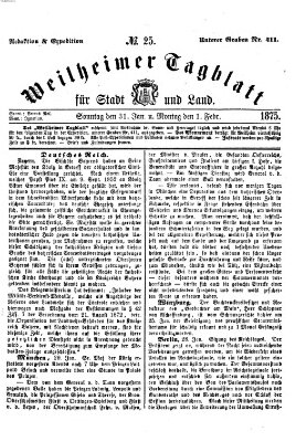 Weilheimer Tagblatt für Stadt und Land Sonntag 31. Januar 1875