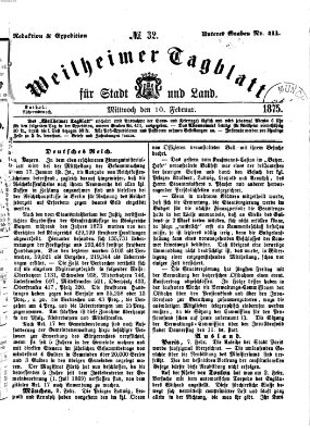 Weilheimer Tagblatt für Stadt und Land Mittwoch 10. Februar 1875