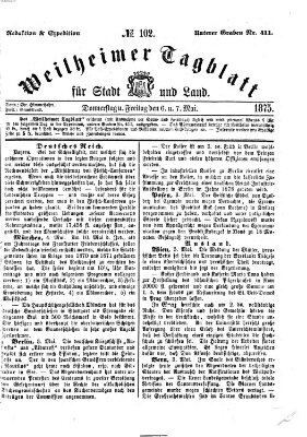 Weilheimer Tagblatt für Stadt und Land Donnerstag 6. Mai 1875