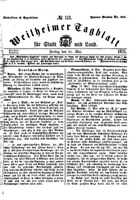 Weilheimer Tagblatt für Stadt und Land Freitag 21. Mai 1875