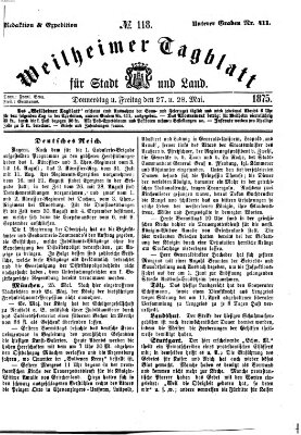 Weilheimer Tagblatt für Stadt und Land Freitag 28. Mai 1875