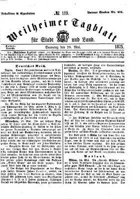 Weilheimer Tagblatt für Stadt und Land Samstag 29. Mai 1875