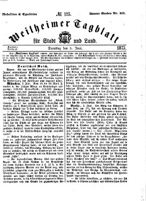 Weilheimer Tagblatt für Stadt und Land Samstag 5. Juni 1875