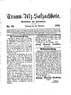 Traun-Alz-Salzachbote Dienstag 23. November 1875