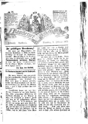 Bamberger Volksblatt Dienstag 9. Februar 1875