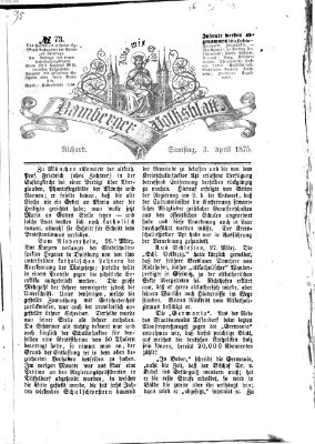 Bamberger Volksblatt Samstag 3. April 1875