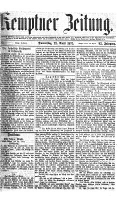 Kemptner Zeitung Donnerstag 22. April 1875