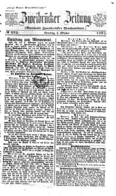Zweibrücker Zeitung (Zweibrücker Wochenblatt) Dienstag 5. Oktober 1875