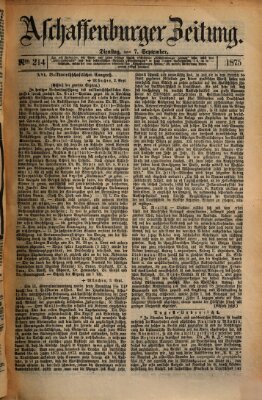 Aschaffenburger Zeitung Dienstag 7. September 1875