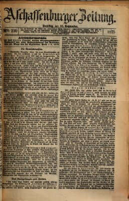 Aschaffenburger Zeitung Samstag 25. September 1875