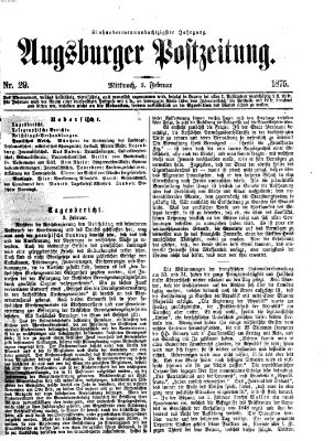 Augsburger Postzeitung Mittwoch 3. Februar 1875