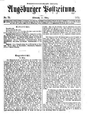 Augsburger Postzeitung Mittwoch 31. März 1875