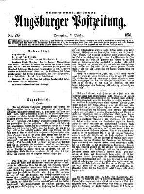 Augsburger Postzeitung Donnerstag 7. Oktober 1875