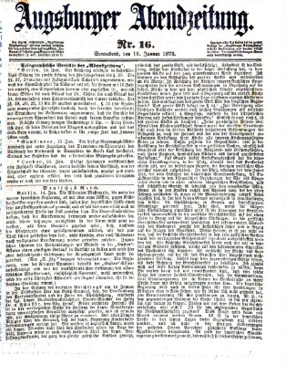 Augsburger Abendzeitung Samstag 16. Januar 1875