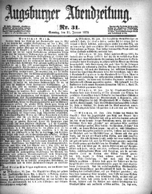 Augsburger Abendzeitung Sonntag 31. Januar 1875