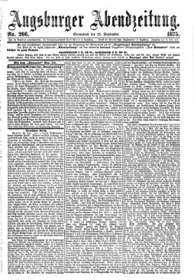 Augsburger Abendzeitung Samstag 25. September 1875