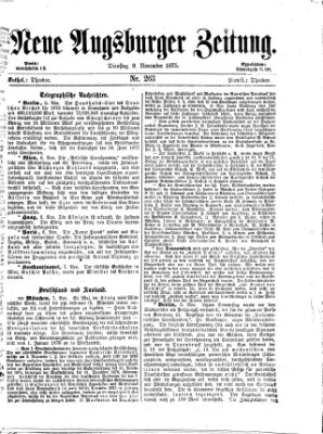 Neue Augsburger Zeitung Dienstag 9. November 1875