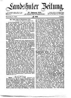 Landshuter Zeitung Donnerstag 15. April 1875