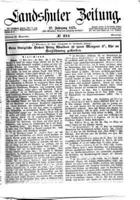 Landshuter Zeitung Mittwoch 22. September 1875