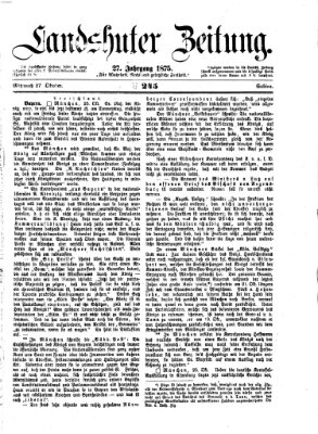 Landshuter Zeitung Mittwoch 27. Oktober 1875