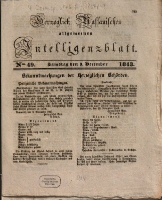 Herzoglich-nassauisches allgemeines Intelligenzblatt Samstag 9. Dezember 1843