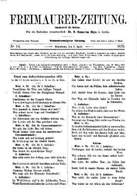 Freimaurer-Zeitung Samstag 3. April 1875