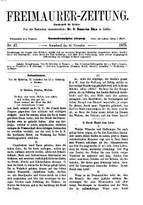 Freimaurer-Zeitung Samstag 20. November 1875
