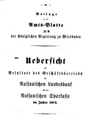 Amtsblatt der Regierung in Wiesbaden (Herzoglich-nassauisches allgemeines Intelligenzblatt) Donnerstag 25. Februar 1875