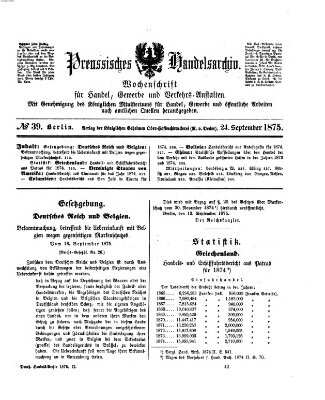 Preußisches Handels-Archiv Freitag 24. September 1875