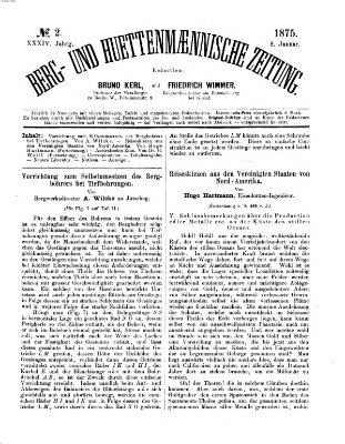 Berg- und hüttenmännische Zeitung Freitag 8. Januar 1875