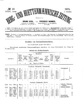 Berg- und hüttenmännische Zeitung Freitag 1. Oktober 1875