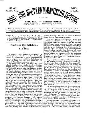 Berg- und hüttenmännische Zeitung Freitag 15. Oktober 1875