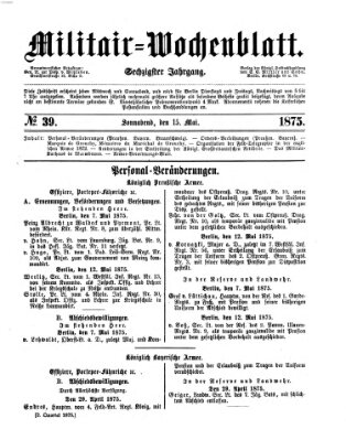 Militär-Wochenblatt Samstag 15. Mai 1875