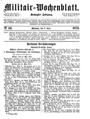 Militär-Wochenblatt Mittwoch 2. Juni 1875