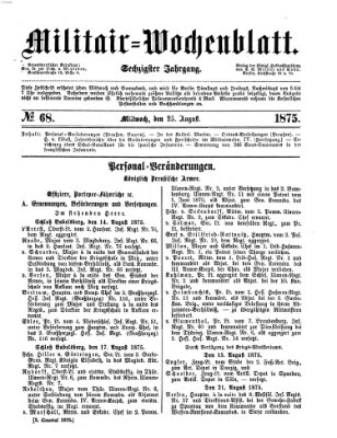 Militär-Wochenblatt Mittwoch 25. August 1875