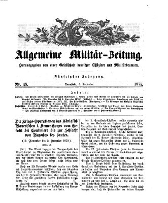 Allgemeine Militär-Zeitung Mittwoch 1. Dezember 1875