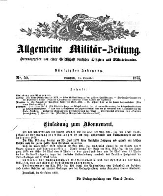 Allgemeine Militär-Zeitung Mittwoch 15. Dezember 1875