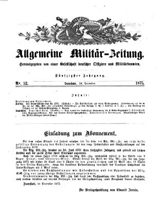 Allgemeine Militär-Zeitung Mittwoch 29. Dezember 1875