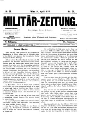 Militär-Zeitung Mittwoch 14. April 1875