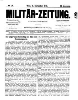 Militär-Zeitung Samstag 18. September 1875