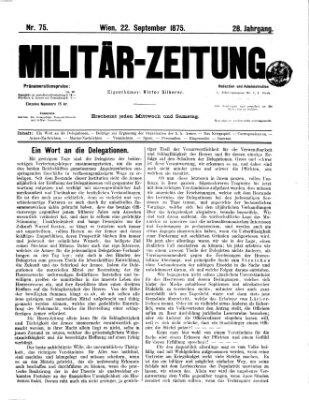 Militär-Zeitung Mittwoch 22. September 1875