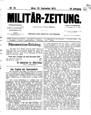 Militär-Zeitung Samstag 25. September 1875