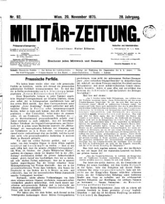 Militär-Zeitung Samstag 20. November 1875