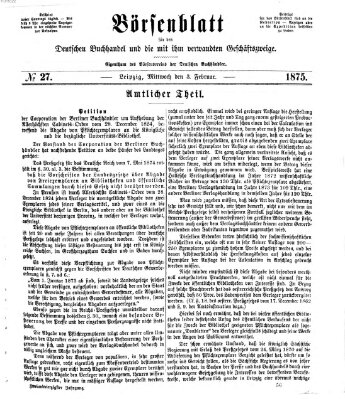Börsenblatt für den deutschen Buchhandel Mittwoch 3. Februar 1875