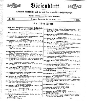 Börsenblatt für den deutschen Buchhandel Donnerstag 18. März 1875