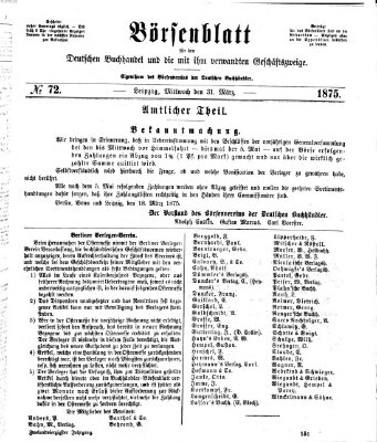 Börsenblatt für den deutschen Buchhandel Mittwoch 31. März 1875