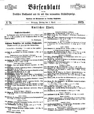 Börsenblatt für den deutschen Buchhandel Freitag 2. April 1875