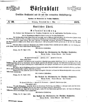 Börsenblatt für den deutschen Buchhandel Samstag 1. Mai 1875