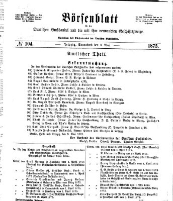 Börsenblatt für den deutschen Buchhandel Samstag 8. Mai 1875